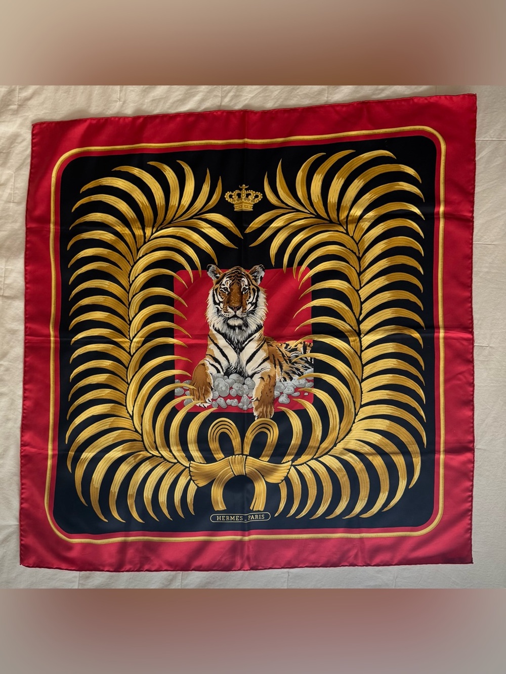 Vintage Hermès "Tigre Royal" silk scarf